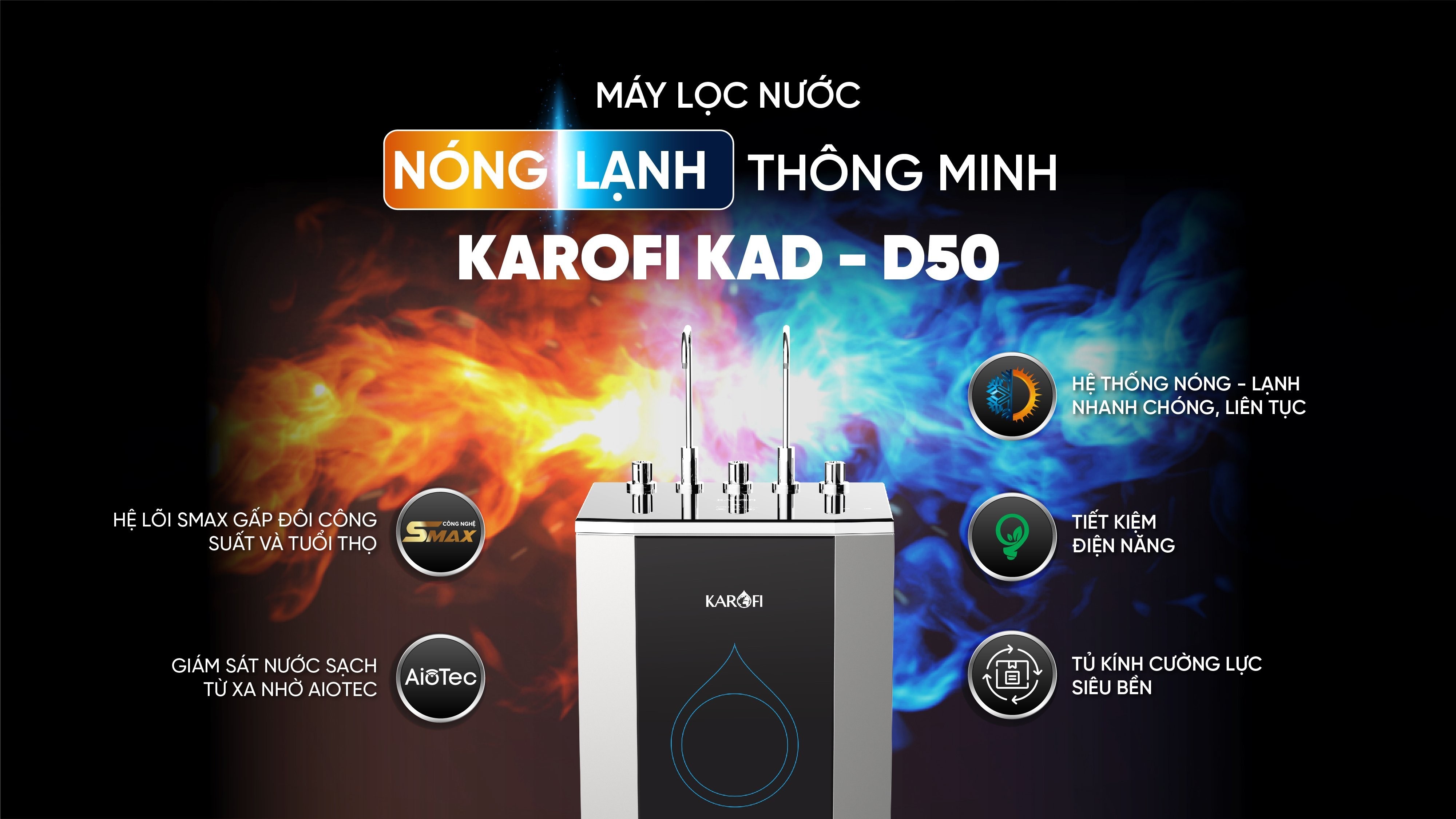 Máy lọc nước nóng lạnh nguội Karofi KAD-D50