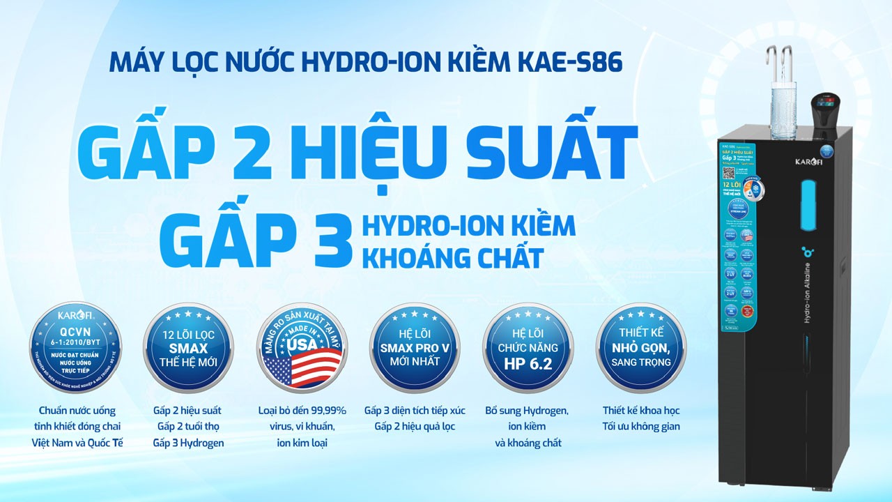 Máy lọc nước Hydro- ion kiềm Karofi KAE-S86